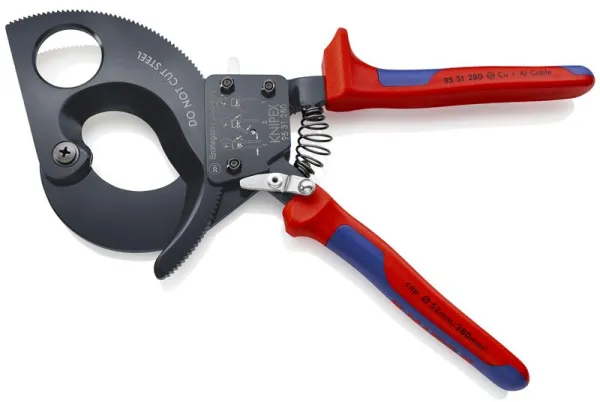 Knipex Kabelsax (Ratchetfunktion) svartlackerad, med flerkomponentshandtag 280 mm