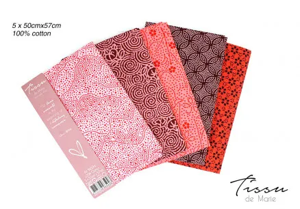 Tissu de Marie Fat Quarter Rose 50x57cm - 5 st