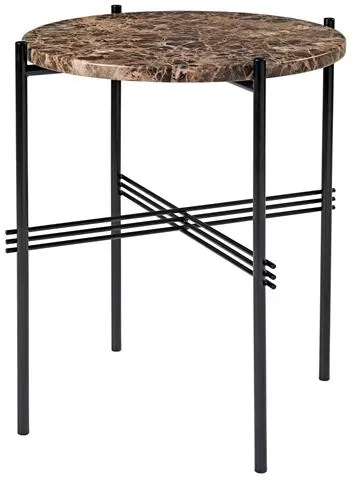GUBI TS Runt sidobord Ø40 Svart/Brun Emperador Marmor