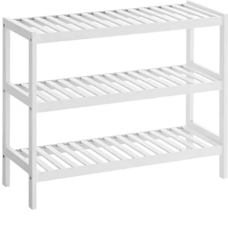 SONGMICS skohylla, med 3 hyllor - vit bambu (70x26)