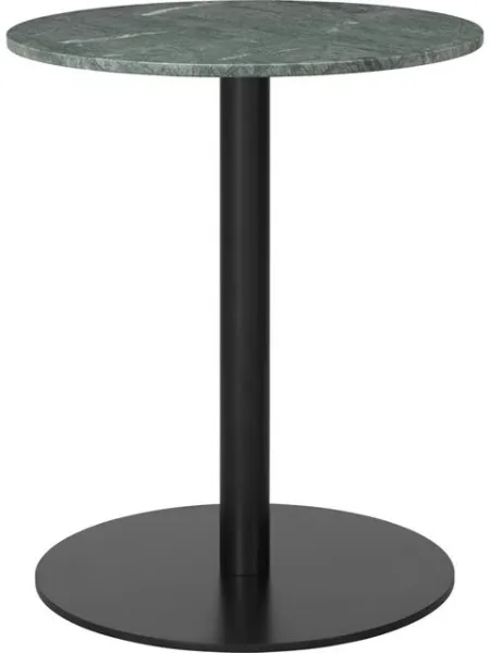 GUBI 1.0 Rund Matbord Ø60 cm med Svart Bas och Grön Guatemala Marmor Topp