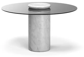 Karakter Castore Matbord Ø130 Vit Carrara Marmor/Rökt Glas