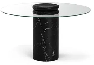 Karakter Castore Matbord Ø130 Nero Marquina Marmor/Transparent Glas