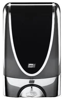 Deb Stoko Dispenser, beröringsfri, av svart plast med kromkant, 1,2 L