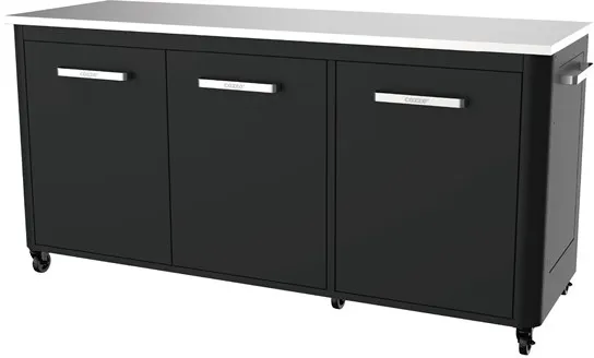 cozze ®utebord med 3 dörrar och 6 hjul rostfritt stål/svart/grå